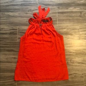 Outback Red High Neck Gold Detail Tank Top